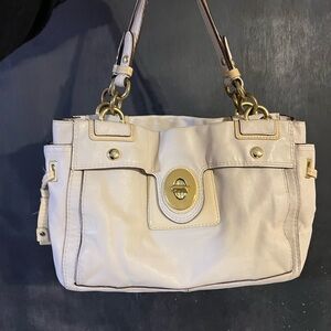 Coach Cream Shoulder Bag with Gold Hardware